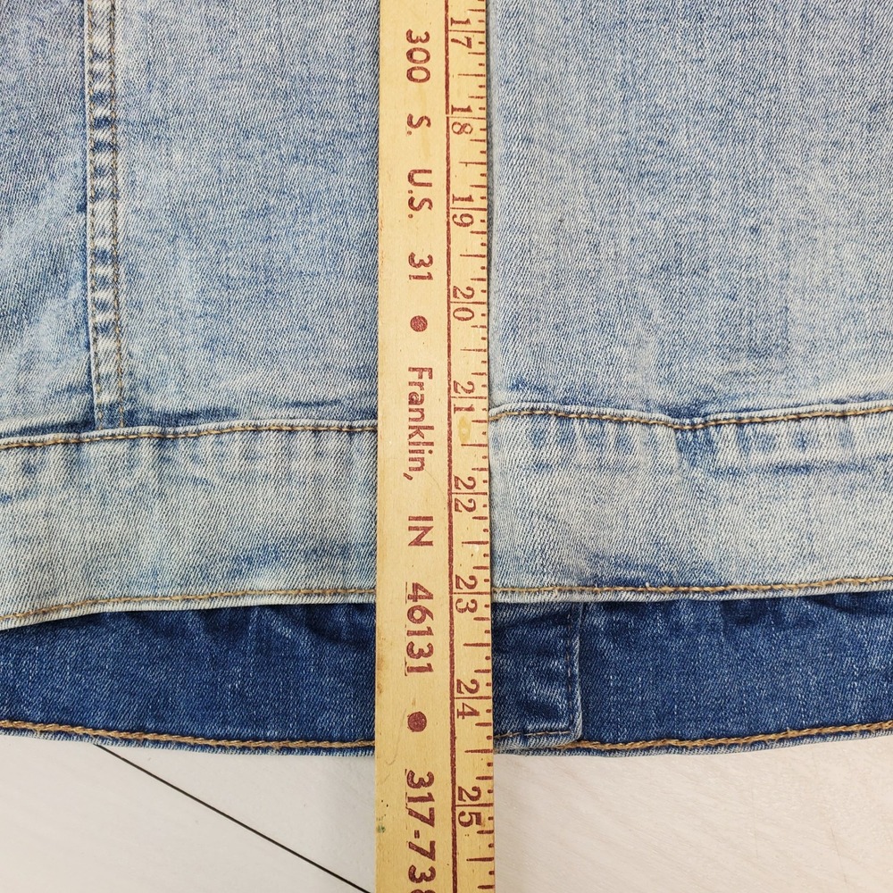 LC Lauren Conrad Light Wash Distressed Denim Trucker Jacket XXL Womens Western - Picture 9 of 11